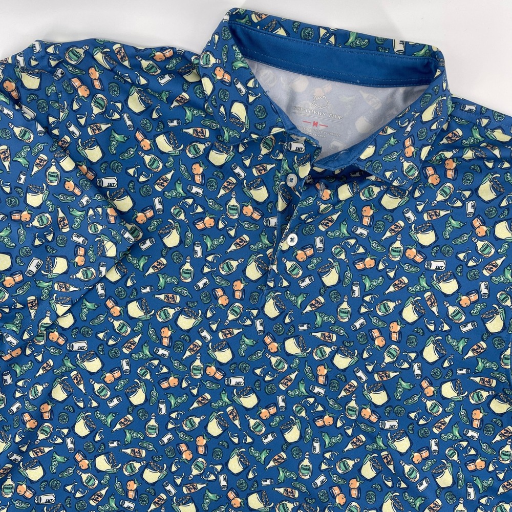 Southern Tide Mens M Short Sleeve Collared Polo Shirt Fiesta Print